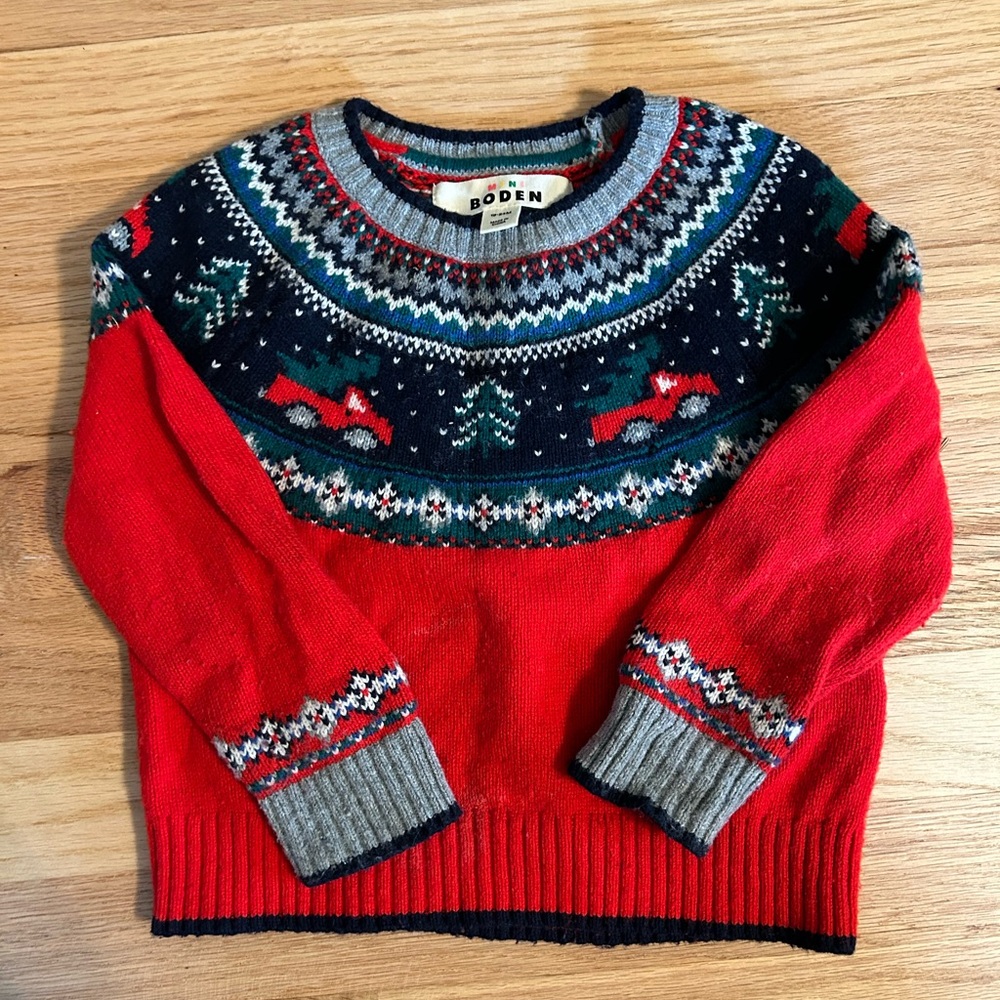 Mini Boden toddler boys Christmas sweater 18-24 months